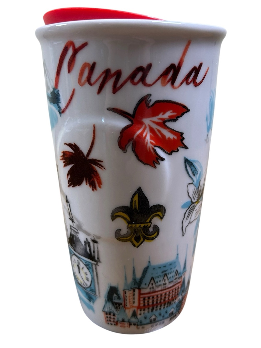 STARBUCKS Canada Icon Collection Ceramic Travel Tumbler Mug 10 oz 2016